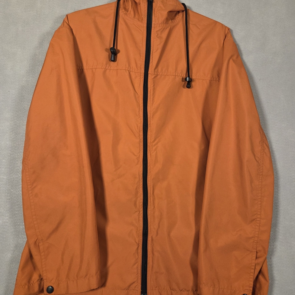 Banana Republic Lightweight Orange Full-Zip with Hood and Stowaway Pocket